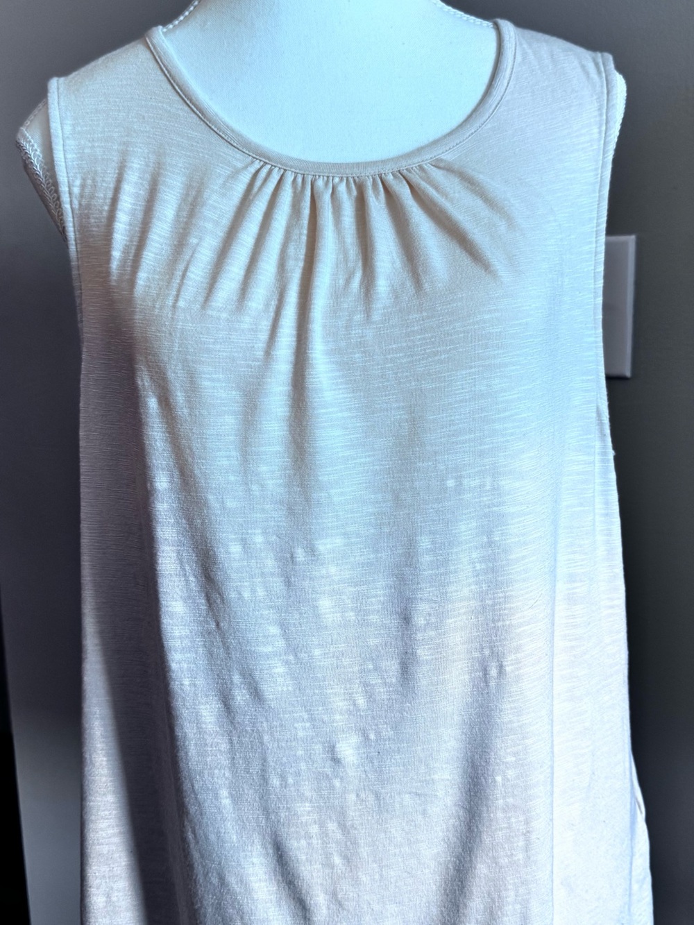 J. Crew Cream Sleeveless Gathered-Neck Tank